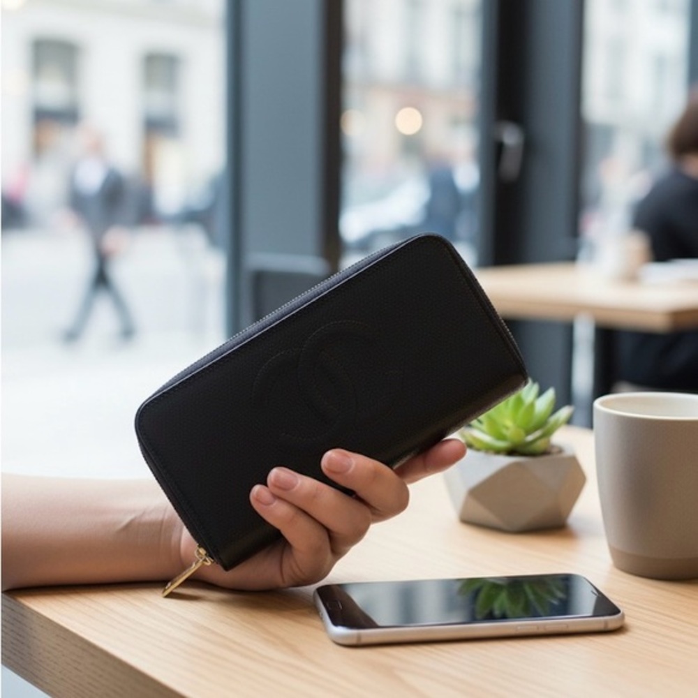 Chanel Caviar Zip Around Wallet